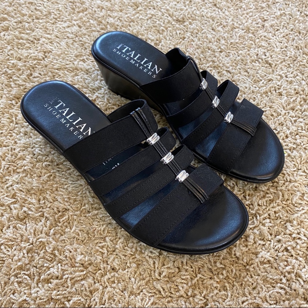 italian shoemakers black wedges
